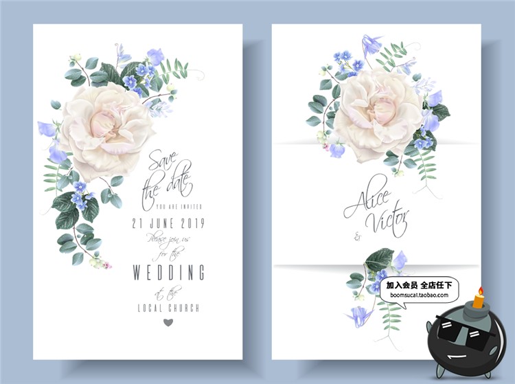 图片[4]-花卉花朵花环主题婚礼邀请函请柬卡片海报印刷矢量AI设计素材模板-设计猿