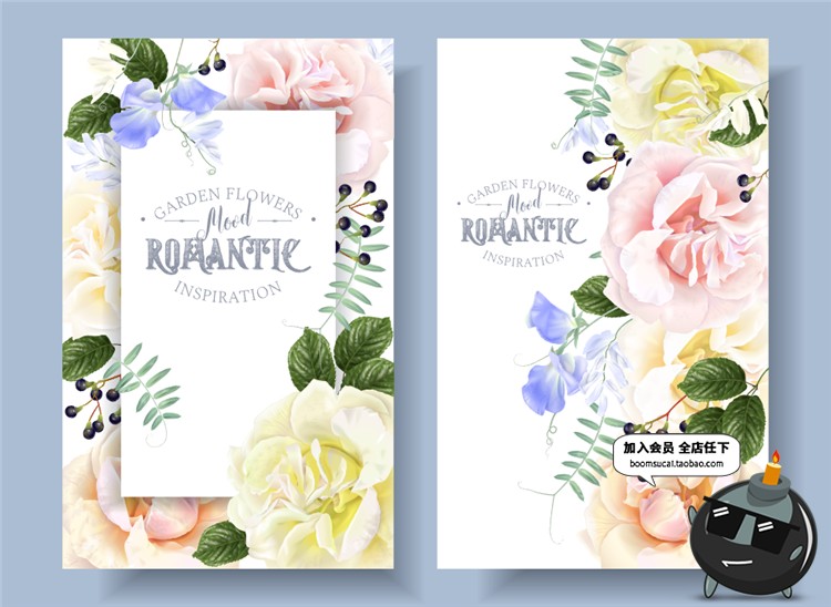 图片[5]-花卉花朵花环主题婚礼邀请函请柬卡片海报印刷矢量AI设计素材模板-设计猿