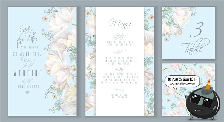 图片[7]-花卉花朵花环主题婚礼邀请函请柬卡片海报印刷矢量AI设计素材模板-设计猿