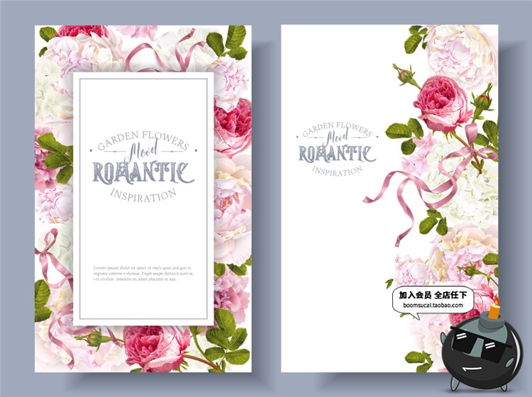 图片[9]-花卉花朵花环主题婚礼邀请函请柬卡片海报印刷矢量AI设计素材模板-设计猿