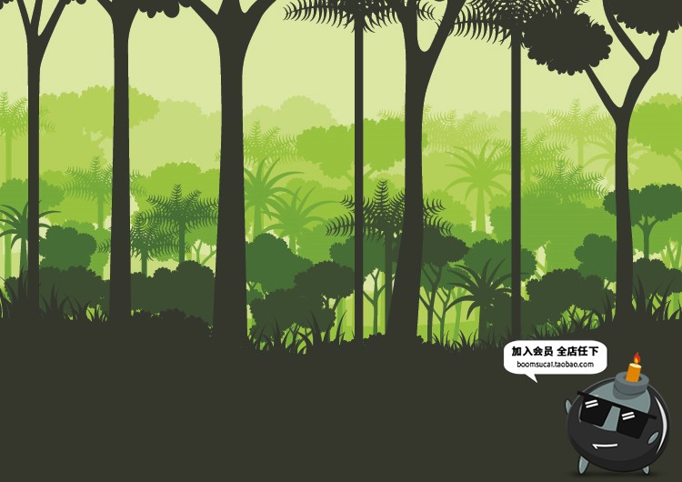 图片[7]-梦幻绿色森林树木植物背景剪影插画场景图案AI矢量模板设计素材-设计猿