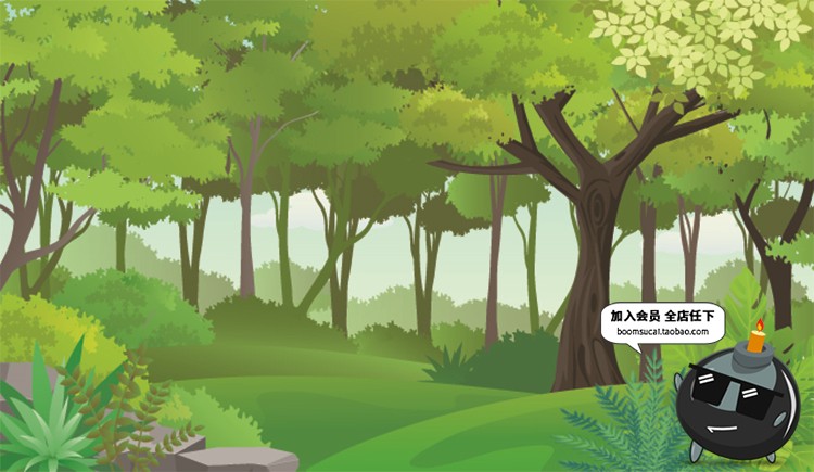 图片[9]-梦幻绿色森林树木植物背景剪影插画场景图案AI矢量模板设计素材-设计猿