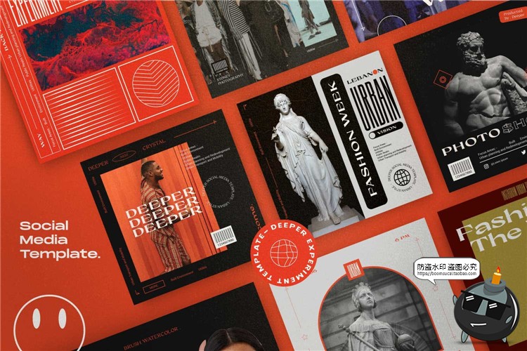 图片[3]-适合雕塑建筑物体复古潮流品牌故事海报图文排版PSD模板PS素材-设计猿