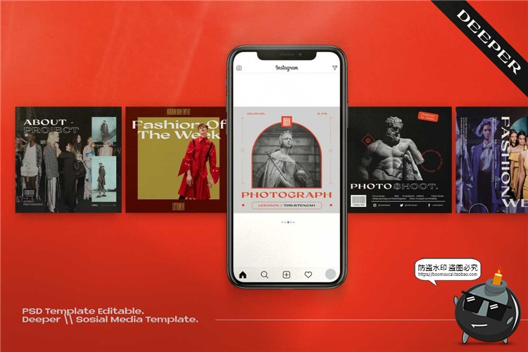 图片[5]-适合雕塑建筑物体复古潮流品牌故事海报图文排版PSD模板PS素材-设计猿