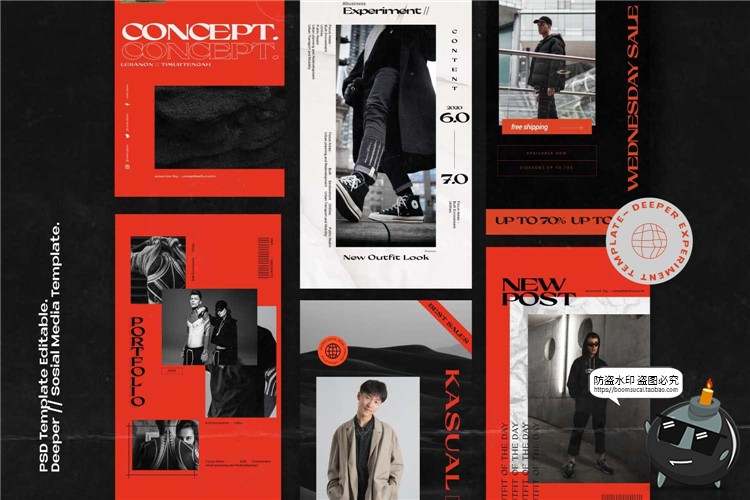 图片[7]-适合雕塑建筑物体复古潮流品牌故事海报图文排版PSD模板PS素材-设计猿