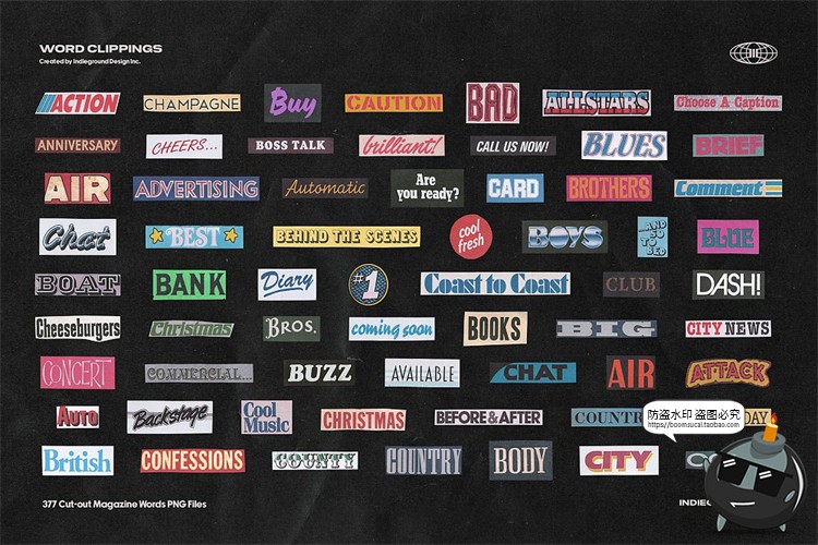 图片[2]-欧美复古蒸汽波风格英文字母单词撕纸报纸剪贴画贴PNG免抠素材-设计猿