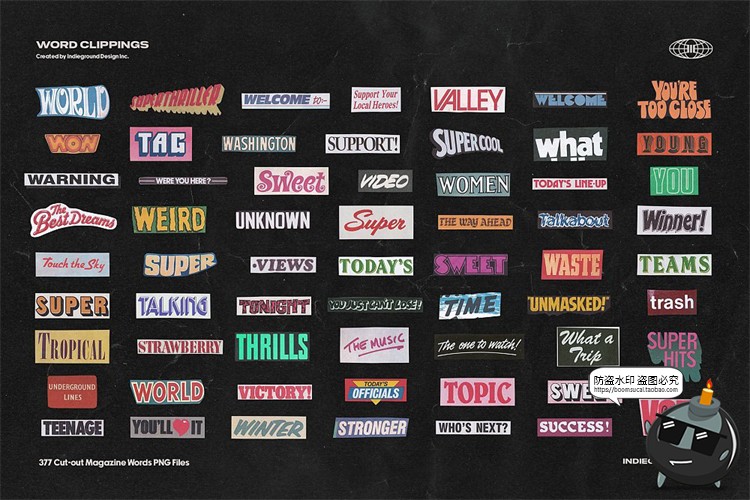 图片[7]-欧美复古蒸汽波风格英文字母单词撕纸报纸剪贴画贴PNG免抠素材-设计猿