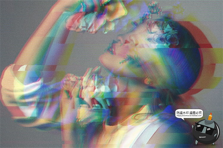 图片[2]-酸性复古数字电视信号丢失图片错位照片后期特效PSD模板PS素材-设计猿