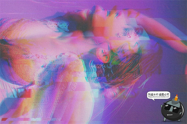 图片[4]-酸性复古数字电视信号丢失图片错位照片后期特效PSD模板PS素材-设计猿