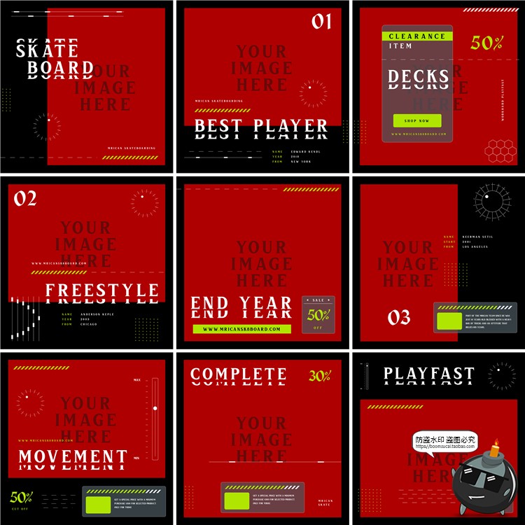 图片[2]-现代潮流街头风格深色主题运动个性海报图文排版AI矢量模板素材-设计猿