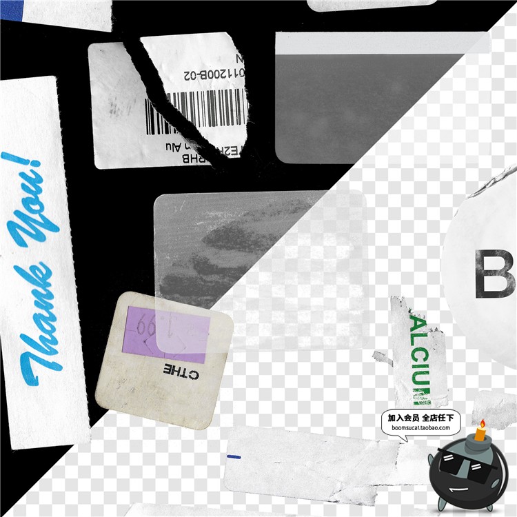 图片[6]-125款美式复古撕裂褶皱做旧拉扯效果不干胶贴纸标签PNG图片PS素材-设计猿