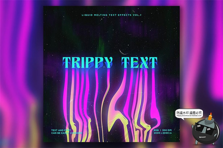 图片[3]-抽象液体融化风扭曲文字流逝效果字体特效字样式PSD模板PS素材-设计猿