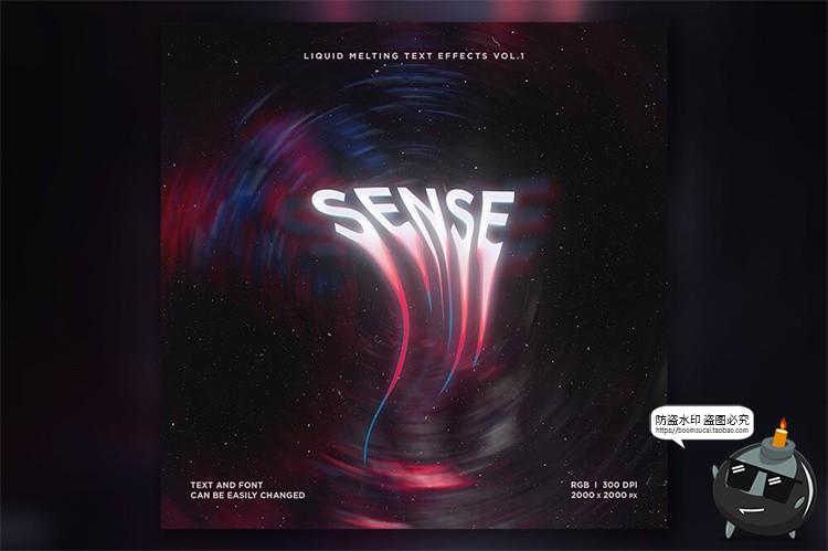 图片[4]-抽象液体融化风扭曲文字流逝效果字体特效字样式PSD模板PS素材-设计猿