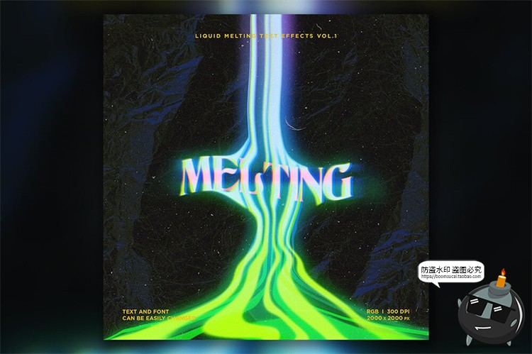 图片[5]-抽象液体融化风扭曲文字流逝效果字体特效字样式PSD模板PS素材-设计猿