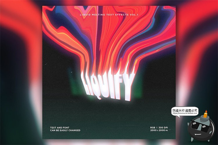 图片[6]-抽象液体融化风扭曲文字流逝效果字体特效字样式PSD模板PS素材-设计猿