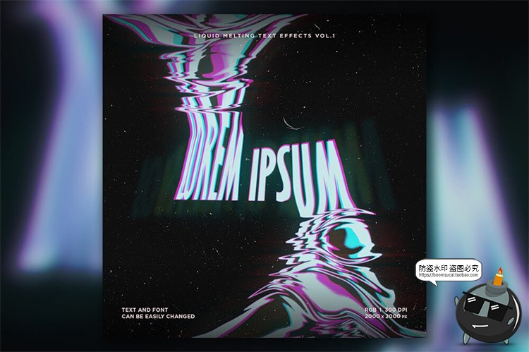 图片[7]-抽象液体融化风扭曲文字流逝效果字体特效字样式PSD模板PS素材-设计猿