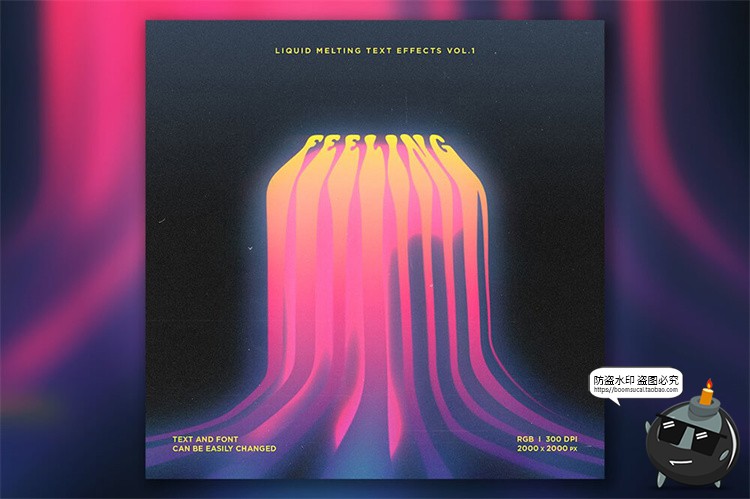 图片[8]-抽象液体融化风扭曲文字流逝效果字体特效字样式PSD模板PS素材-设计猿