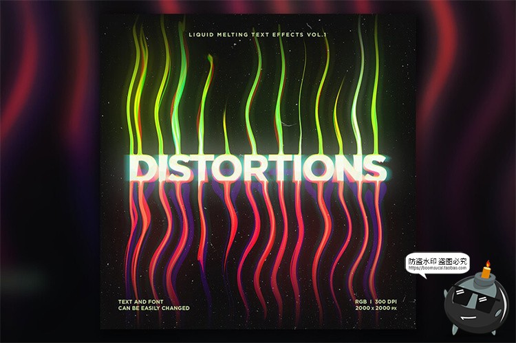 图片[10]-抽象液体融化风扭曲文字流逝效果字体特效字样式PSD模板PS素材-设计猿