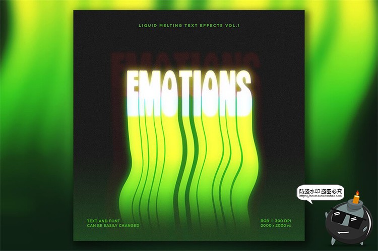 图片[11]-抽象液体融化风扭曲文字流逝效果字体特效字样式PSD模板PS素材-设计猿