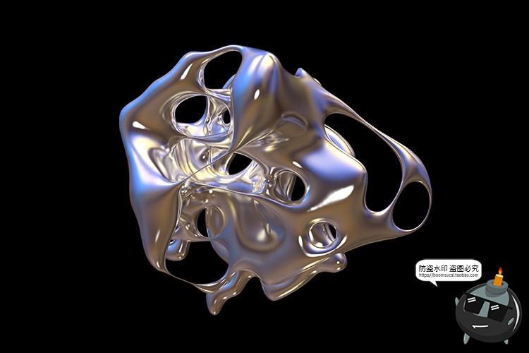 图片[4]-复古未来酸性艺术抽象金属镀铬有机形状图片后期合成PNG免抠素材-设计猿