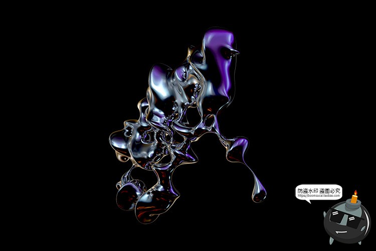 图片[6]-复古未来酸性艺术抽象金属镀铬有机形状图片后期合成PNG免抠素材-设计猿