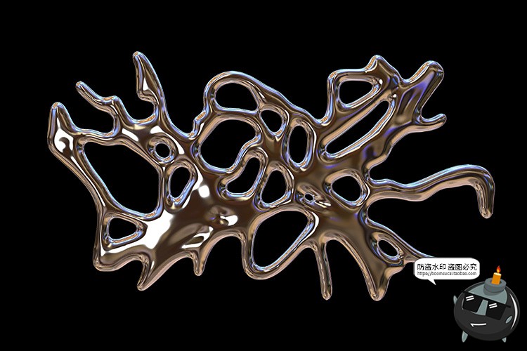 图片[10]-复古未来酸性艺术抽象金属镀铬有机形状图片后期合成PNG免抠素材-设计猿