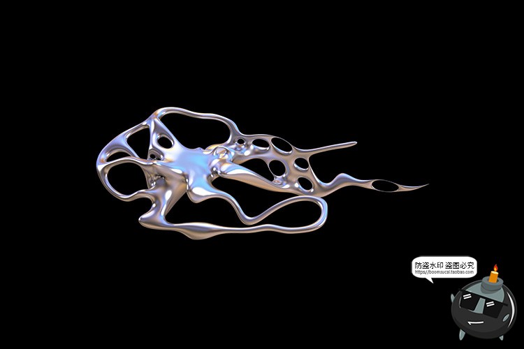 图片[11]-复古未来酸性艺术抽象金属镀铬有机形状图片后期合成PNG免抠素材-设计猿