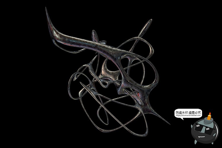 图片[12]-复古未来酸性艺术抽象金属镀铬有机形状图片后期合成PNG免抠素材-设计猿