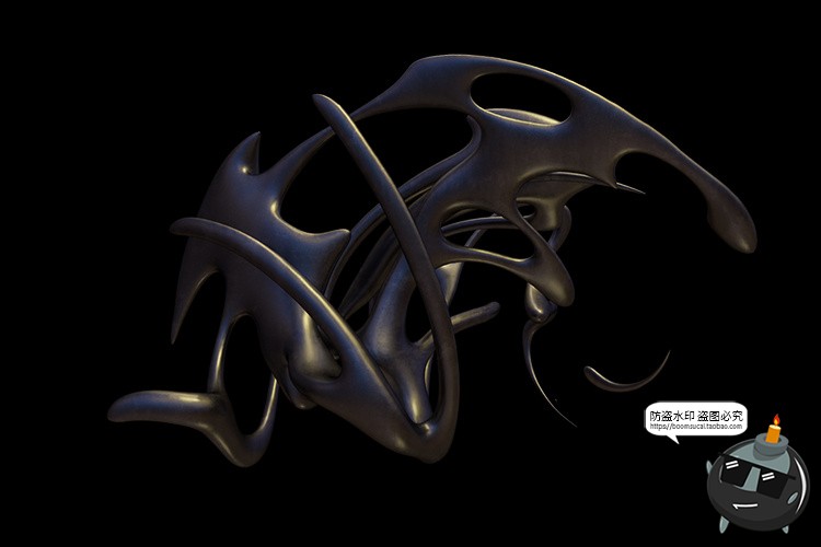 图片[13]-复古未来酸性艺术抽象金属镀铬有机形状图片后期合成PNG免抠素材-设计猿