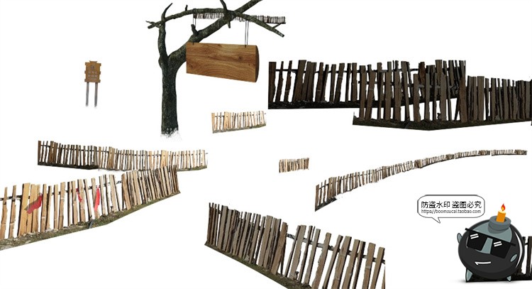 图片[5]-乡村竹篱笆栏杆护栏木栅栏生态圈养围挡围栏后期场景合成PSD素材-设计猿