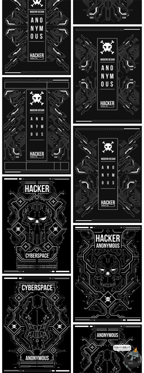 图片[4]-科技工业机械风科幻电路海报几何背景纹理插画装饰图案AI矢量素材-设计猿