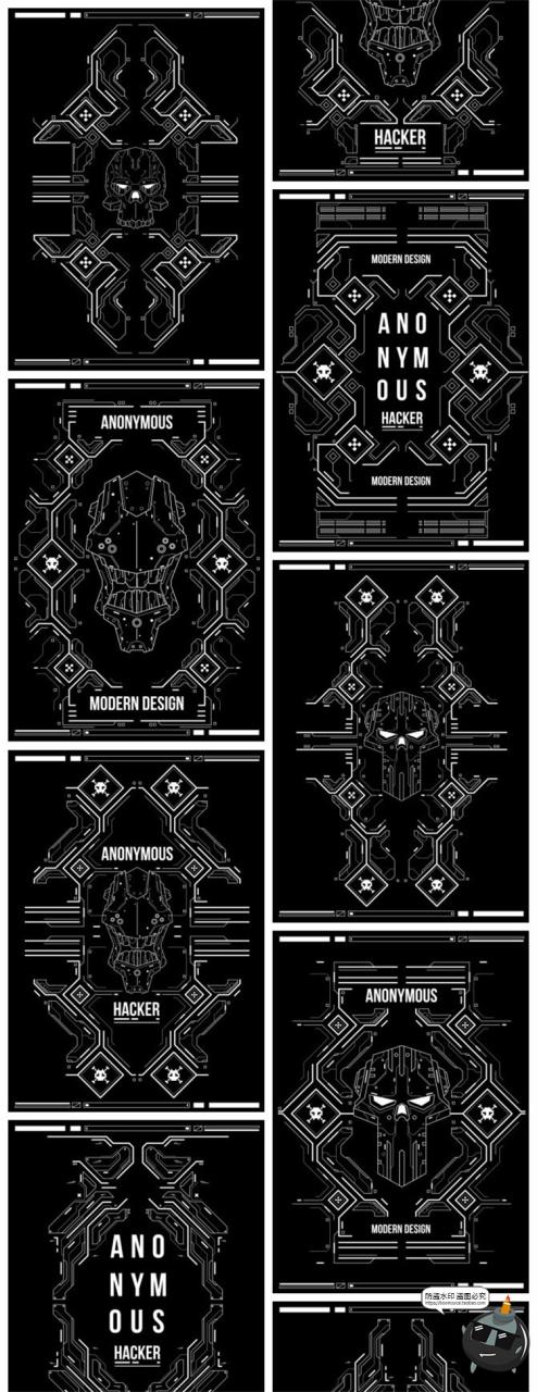 图片[5]-科技工业机械风科幻电路海报几何背景纹理插画装饰图案AI矢量素材-设计猿