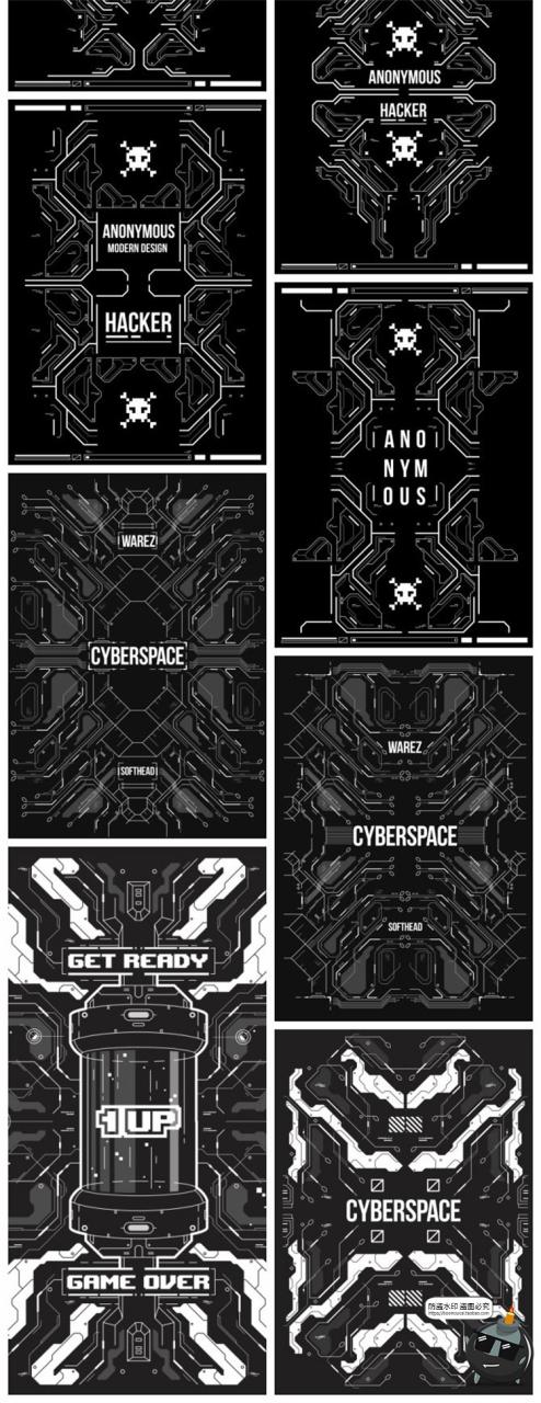 图片[6]-科技工业机械风科幻电路海报几何背景纹理插画装饰图案AI矢量素材-设计猿