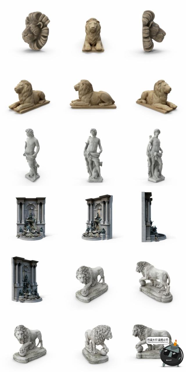 图片[1]-欧式雕像雕塑石雕石膏人像物件哥特后期合成PSD模板源文件PS素材-设计猿