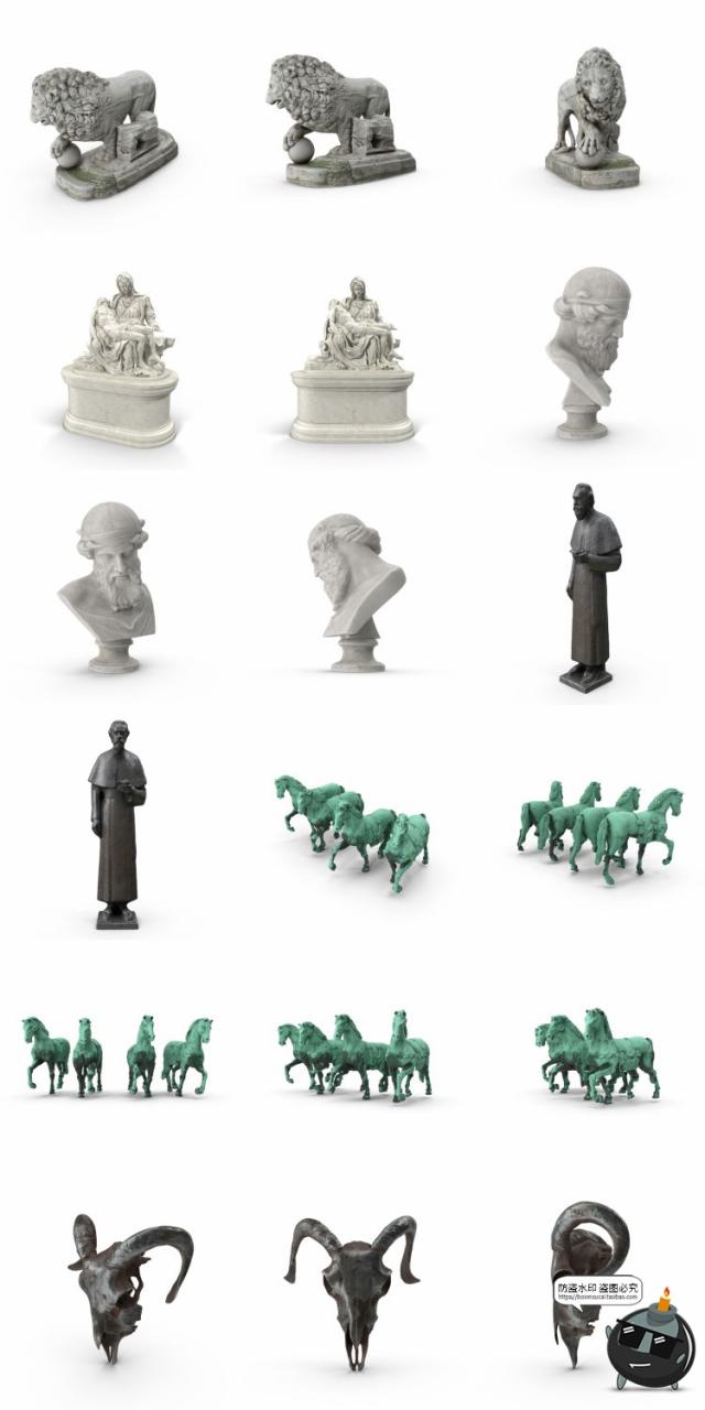 图片[2]-欧式雕像雕塑石雕石膏人像物件哥特后期合成PSD模板源文件PS素材-设计猿