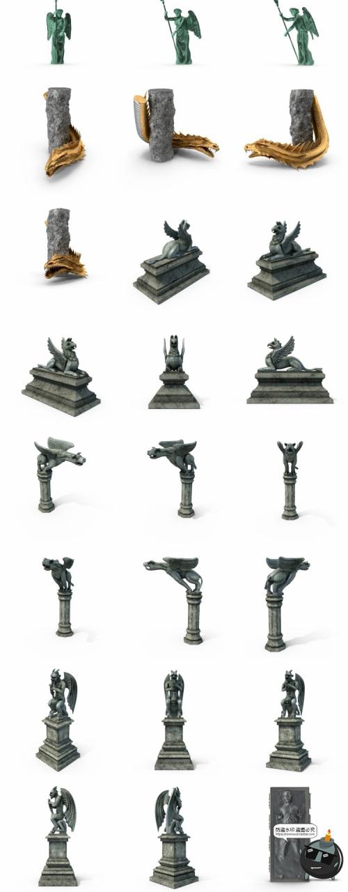 图片[14]-欧式雕像雕塑石雕石膏人像物件哥特后期合成PSD模板源文件PS素材-设计猿