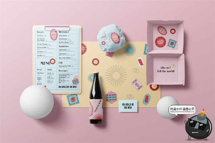 图片[5]-汉堡专题 快餐食品薯条沙拉品牌包装盒餐饮装饰元素PSD模板PS素材-设计猿