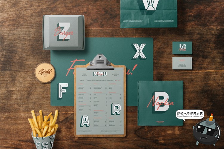 图片[6]-汉堡专题 快餐食品薯条沙拉品牌包装盒餐饮装饰元素PSD模板PS素材-设计猿