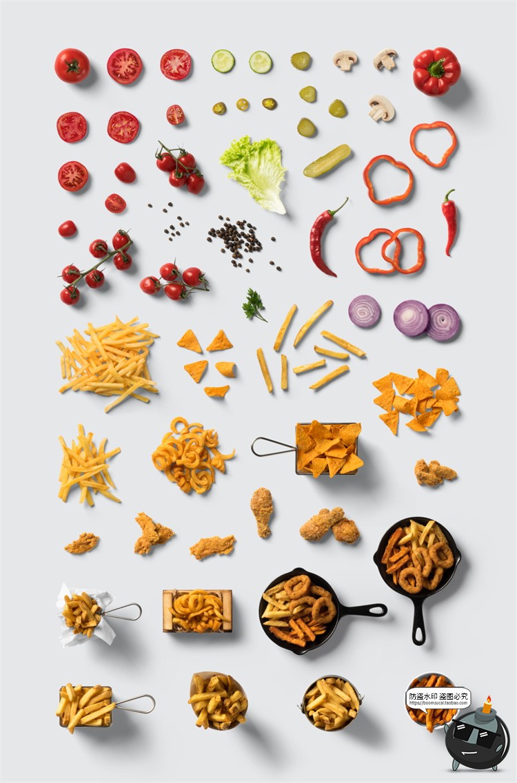 图片[14]-汉堡专题 快餐食品薯条沙拉品牌包装盒餐饮装饰元素PSD模板PS素材-设计猿