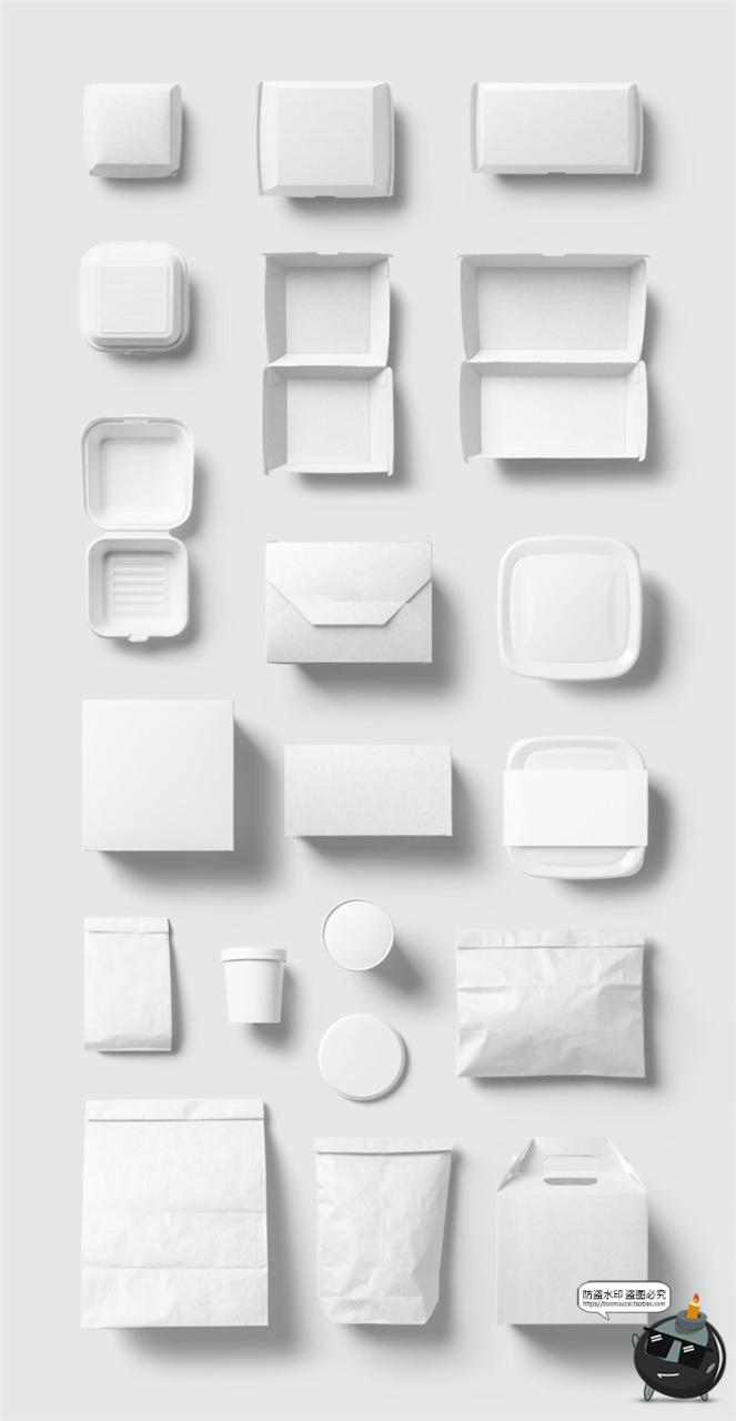 图片[17]-汉堡专题 快餐食品薯条沙拉品牌包装盒餐饮装饰元素PSD模板PS素材-设计猿