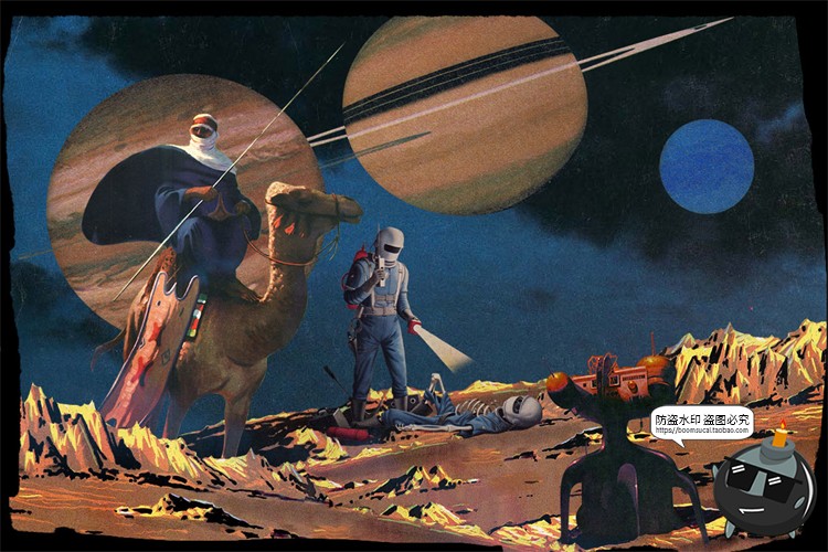 图片[5]-科幻星际风复古艺术蒸汽波普太空外星人美式漫画PNG剪贴画PSD素材-设计猿