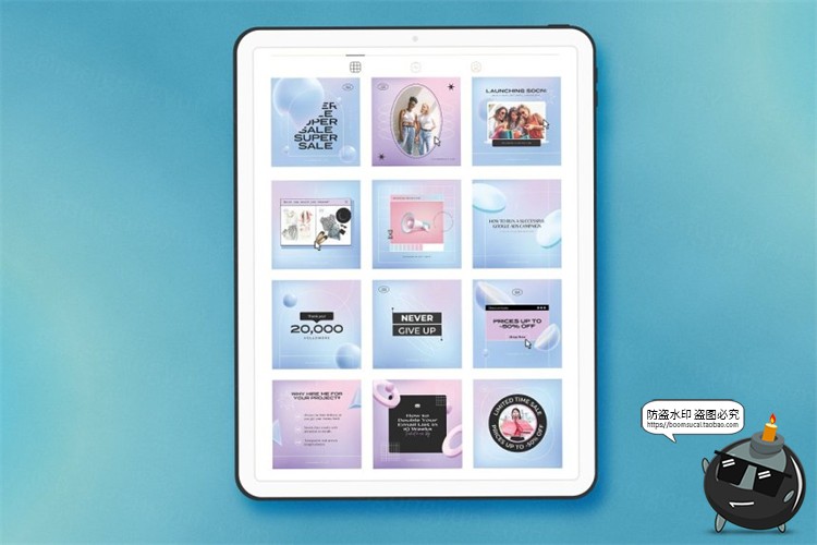 图片[4]-空灵风悬浮现代柔和渐变3D形状流行排版宣传海报模板AI矢量素材-设计猿