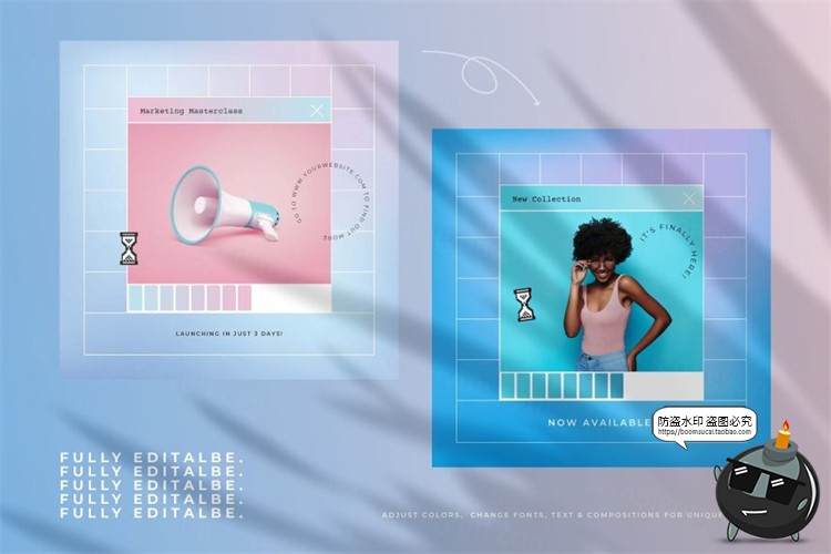 图片[5]-空灵风悬浮现代柔和渐变3D形状流行排版宣传海报模板AI矢量素材-设计猿