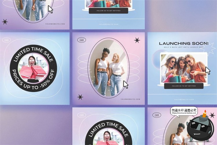 图片[6]-空灵风悬浮现代柔和渐变3D形状流行排版宣传海报模板AI矢量素材-设计猿