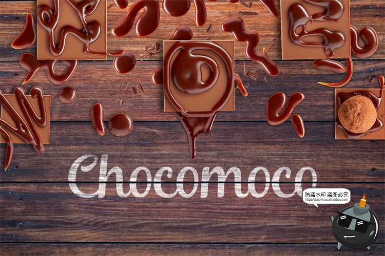 图片[2]-巧克力专题 可可粉朱古力方块球形融化拉花场景元素PSD模板PS素材-设计猿