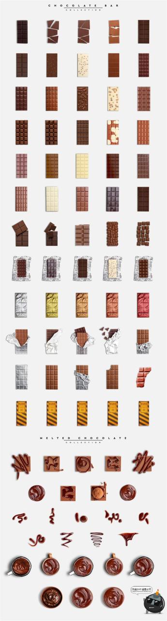图片[6]-巧克力专题 可可粉朱古力方块球形融化拉花场景元素PSD模板PS素材-设计猿