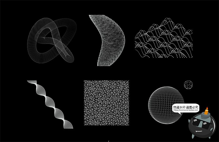 图片[7]-科幻网格线框图抽象3D几何科技概念形状立体装饰线条AI矢量素材-设计猿