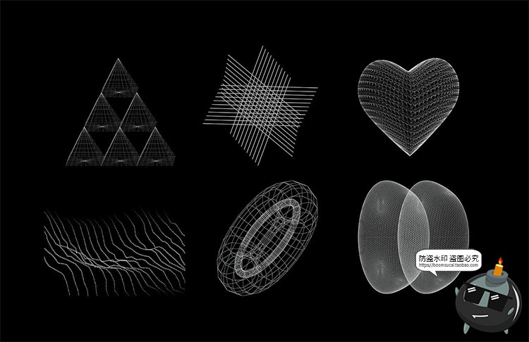 图片[8]-科幻网格线框图抽象3D几何科技概念形状立体装饰线条AI矢量素材-设计猿