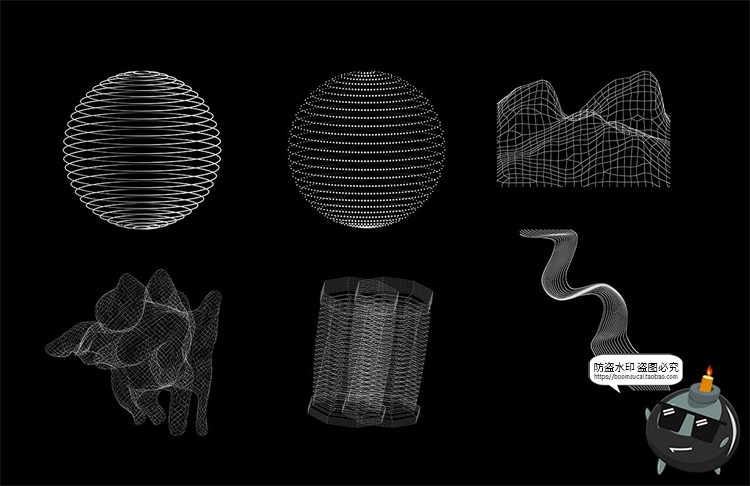 图片[9]-科幻网格线框图抽象3D几何科技概念形状立体装饰线条AI矢量素材-设计猿