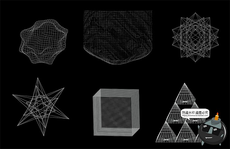 图片[10]-科幻网格线框图抽象3D几何科技概念形状立体装饰线条AI矢量素材-设计猿